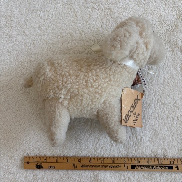 Vtg Stratton Woolex Sheep Plush Salesman Sample w/ Bell Ribbon Promotional gift - Picture 3 of 11